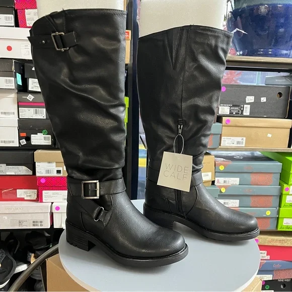 Carlos by Carlos Santana Wide Calf Black Over the Knee Boots - Picture 1 of 9